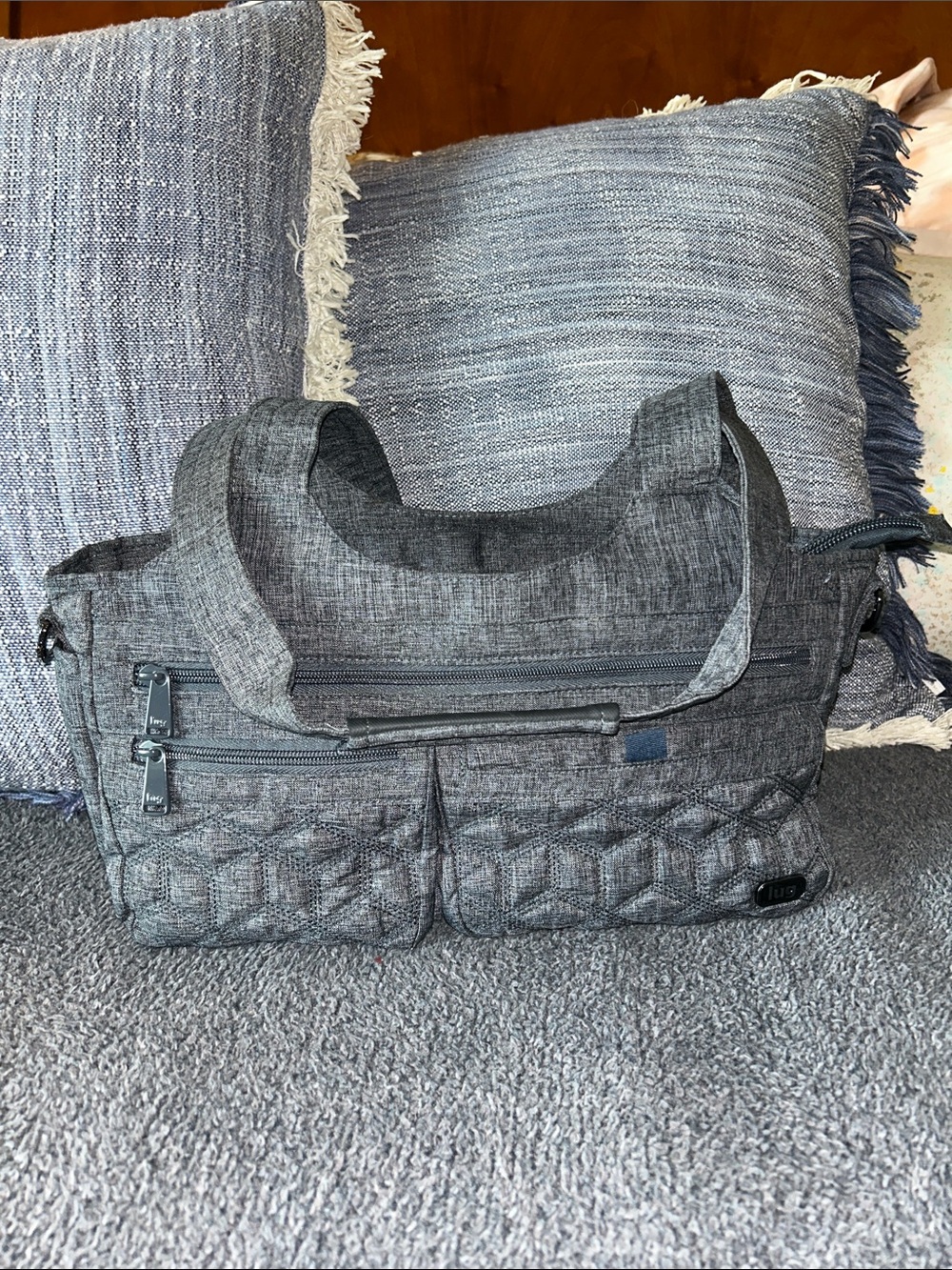 Lug Streetcar Charcoal Quilted Messenger Bag